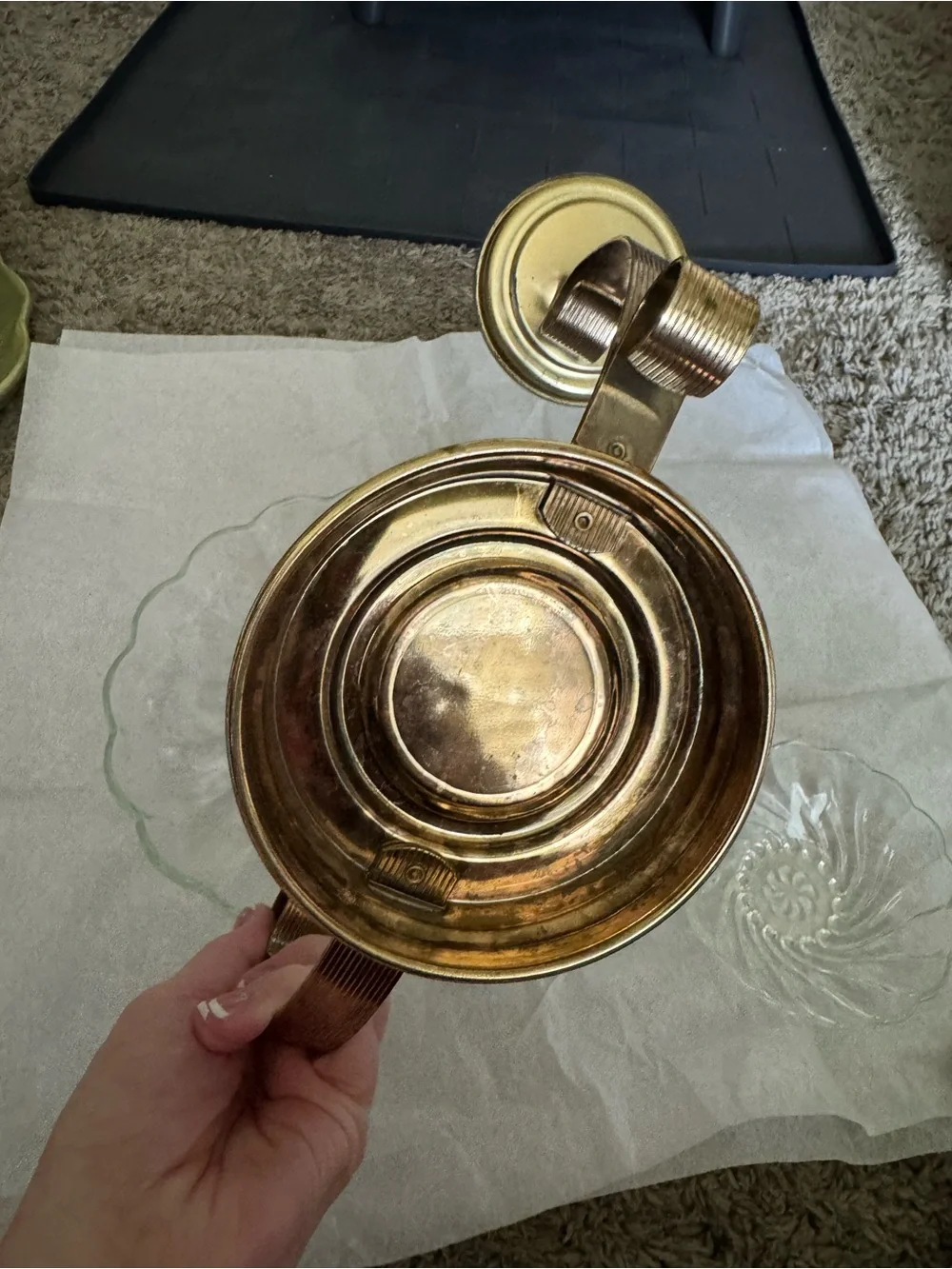 Vintage Mid-Century Brass tiered Chip & Dip Bowls